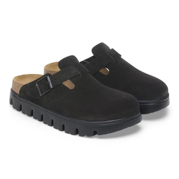 Birkenstock Shoes Papillio Boston Chunky Suede Leather Clogs - Picture 1 of 5
